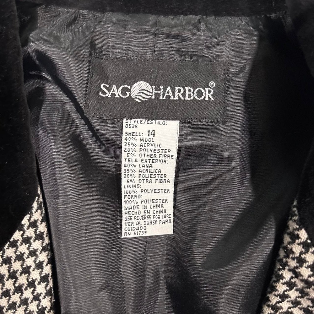 Cute Wool Vintage Checkered Black/White Sag Harbor Vest - Picture 3 of 3
